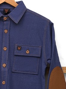 Chaqueta de mezclilla tejida para hombre, elástica, transpirable, color índigo, con dos bolsillos en el pecho - Product Image 3