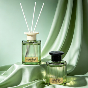 Vertical Stripe Green Glass <b>Reed</b> <b>Diffuser</b> Aromatherapy Fragrance For Home Bedroom Hotel Decor - Product Image 1