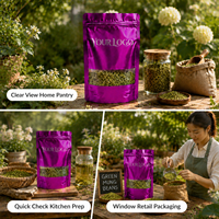 Sachet Doypack Personnalisé Doré Mat avec Fenêtre pour Emballage de Grains et de Semences, Refermable avec Fermeture Zip, Qualité Alimentaire