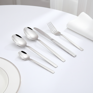Hôtel <span class=keywords><strong>Couverts</strong></span> En Acier Inoxydable Manche Carré En Argent Massif Dîner Cuillère Fourchette Couteau Dessert Démarreur Thé Buffet <span class=keywords><strong>Couverts</strong></span> En Métal - Product Image 5