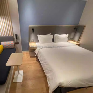 Hotel Bedroom Furniture Complete Sets <b>Queen</b> King <b>Size</b> Wooden <b>Bed</b> <b>Frame</b> With Nightstand TV Cabinet Wardrobe For 3 Star Hotels - Product Image 1
