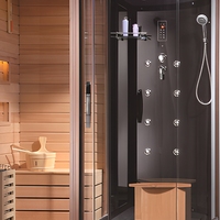HOTAQI Sauna en bois massif avec chauffage électrique, commande informatique, vapeur sèche et humide, verre trempé, douche vapeur de luxe pour 1-2 personnes 5