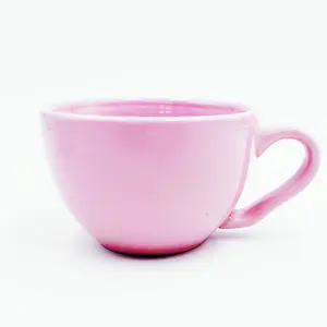 Großhandel runde Form Keramik Espresso tasse weiß rosa benutzer definierte Farbe Glasur Porzellan Kaffee Milch becher mit DIY Logo-Design