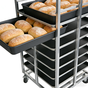 รถเข็นถาดถาดอาหารและเบเกอรี่แบบเคลื่อนที่ได้สูงทำจากสเตนเลสดีไซน์เชิงพาณิชย์สำหรับร้านอาหารโรงแรม - Product Image 2