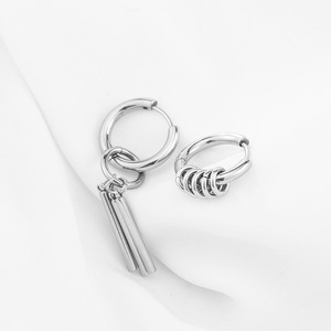 Hoop Earrings Geometric <b>Titanium</b> Steel Long Dangle Unisex Everyday Wear - Product Image 3