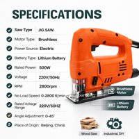 Scie sauteuse électrique 500W sans balais, à vitesse variable, outil électrique pour la découpe du bois