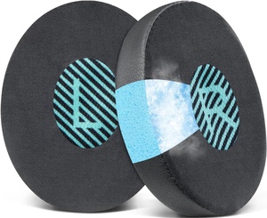 Atmungsaktive schwarze Ersatz-Ohrpolster aus Eisseide, Leder und Eisgel für <span class=keywords><strong>ONEAR</strong></span> OE2/OE2i/SOUNDTRUE BT Sound Link Kopfhörer - Product Image 1