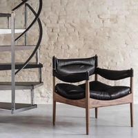 Fauteuils nordiques fauteuil en bois en cuir moderne chaise de canapé simple Vintage chaise d'accent de Relaxation fauteuil de salon pour la maison