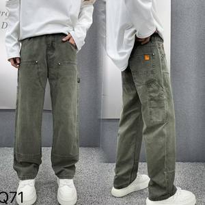 Jeans Estilo <span class=keywords><strong>Carhartt</strong></span> Japonés para Hombre y Mujer, Corte Holgado Informal, Pierna Recta, Cintura Media, Tela Denim Lavada con Técnicas Especiales - Product Image 4