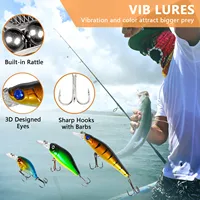 LUSHAZER Boîte de pêche complète avec leurres souples, leurres minnow, crankbaits, cuillères, spinners, jigheads, hameçons et poids pour la pêche au bar, à la truite et au brochet