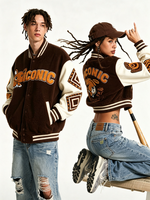 Veste de baseball unisexe surdimensionnée avec logo personnalisé, vente en gros