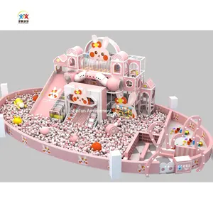 New Pink Rabbit Theme Kids Indoor Park Parent Child Interaction Soft Play Indoor Playground with Large Ocean Ball Pool