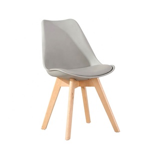 Chaises de salle à manger empilables en plastique multicolores avec coussin rembourré et pieds en <span class=keywords><strong>bois</strong></span> de hêtre naturel, meubles d'intérieur pour la maison - Product Image 6