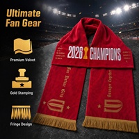 Écharpe de supporter de football en velours, brodée, avec franges dorées, pour événements sportifs et championnats