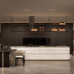 Armoire de cuisine Sofeyia moderne en placage de bois royal, panneau de particules, charnières d'évier, écologique, montage mural pour développeurs - Product Image 1