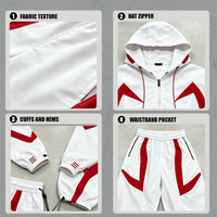 Ensemble de survêtement unisexe deux pièces en nylon softshell respirant, coupe-vent et léger, avec veste color block, idéal pour le sport et les loisirs