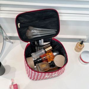 Grande trousse de toilette à carreaux grande capacité avec fermeture éclair, organiseur de maquillage, étui de rangement de voyage - Product Image 2