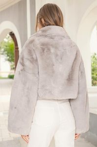Chaqueta Corta Elegante de Piel Sintética para Mujer con Solapa de Muesca y Cierre de un Solo Botón, Abrigo Cálido y Acogedor para Invierno, Ideal para Oficina o Uso Casual - Product Image 6