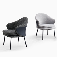 Chaise à bras nordique moderne en tissu et métal avec panneau, idéale pour la salle à manger de la maison, de l'hôtel ou du restaurant