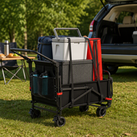 Chariot de camping pliable 400LBS, chariot utilitaire robuste pliable, roues tout-terrain, chariot de camping extérieur, plage, jardin