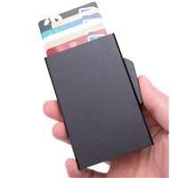 Dompet Logam ramping Rfid desain berbeda kustom tempat kartu pria dompet kartu kredit bisnis untuk pria dompet Pop up penyimpan kartu