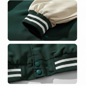 เสื้อแจ็คเก็ตเบสบอลแบบสวมใส่สบายสไตล์วาร์ซิตี้ ปักโลโก้ได้  สำหรับผู้ชายและผู้หญิง สีขาวล้วน  แบบเรียบง่าย สไตล์นักศึกษา - Product Image 1