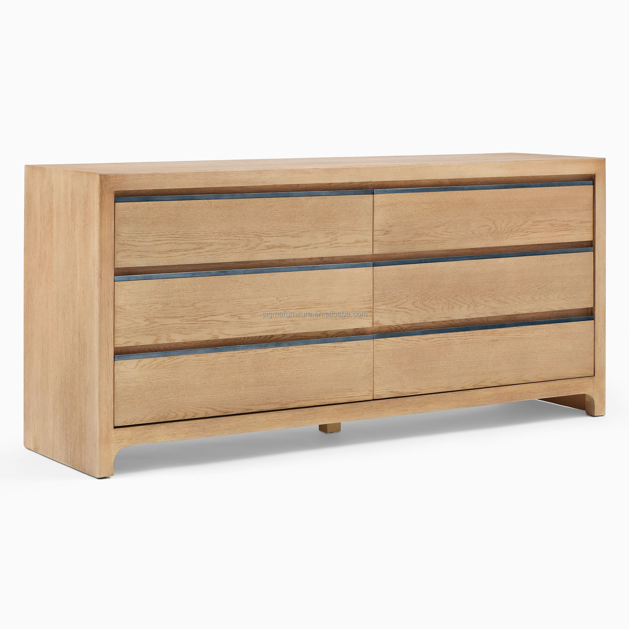 Nordic Style Factory Supply Indoor Furniture Bedroom Home Storage Furniture 6 Drawers Dresser
