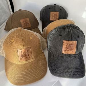 Custom Vintage Embossed PU Leather Logo <b>Patch</b> Baseball Cap Dad Hat Mesh Trucker Hat Sports Cap - Product Image 2