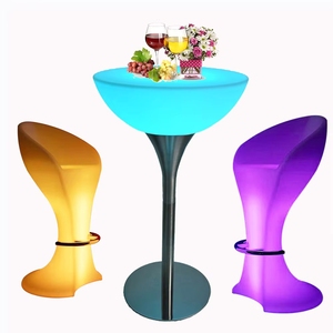 Mesas de <span class=keywords><strong>Bar</strong></span> Cuadradas con Iluminación LED Inalámbrica para Fiestas, Cócteles y Sillas - Product Image 1