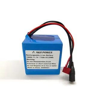 Bateria de lítio de 12v 7ah 18650, bateria de íon de lítio de 11.1v e 7500mah, led com iec62133/ce certificados