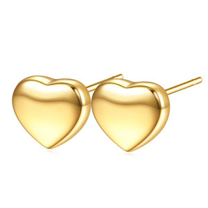 Pendientes de acero de titanio en forma de corazón, color dorado, 7 mm, para ocasiones de regalo - Product Image 1