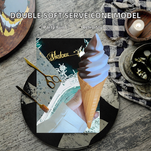 Modèle de cornet de glace double en plastique de 22 cm, imitation <span class=keywords><strong>gaufre</strong></span>, chocolat, <span class=keywords><strong>vanille</strong></span>, fausse nourriture, thème rétro, chariot de présentation - Product Image 2