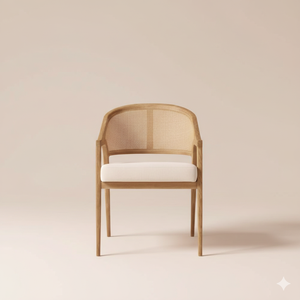 Chaise de salle à manger de restaurant en rotin véritable moderne en bois massif avec un design durable pour une utilisation en hôtel et en appartement - Product Image 4