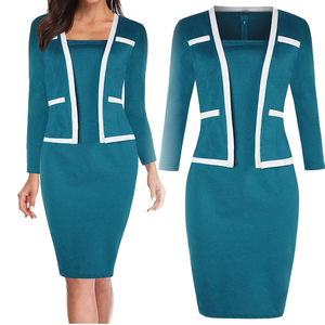 Nouvelle Robe Professionnelle Décontractée Grande Taille pour Femme, Manches Courtes, Couleur Unie, Coupe Trapèze, Écologique et Respirante - Product Image 3