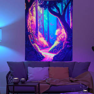 Tapisserie fluorescente champignon lumineux Halloween <span class=keywords><strong>psychédélique</strong></span> <span class=keywords><strong>UV</strong></span> BlackLight Skull tapisserie <span class=keywords><strong>tenture</strong></span> murale pour salon - Product Image 5