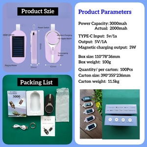 Портативный солнечный беспроводной повербанк OTHC K101A с разъемом Type-C для iPhone, мобильных телефонов, часов, аварийная зарядка, быстрая зарядка, подарок - Product Image 6
