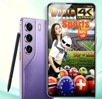 Smartphone 5G 7,3 pouces Double SIM Processeur Déca-Core Réseau Cellulaire 4G&5G Lecture Vidéo Ultra HD 8K Puissante Smart TV