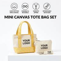 Sac fourre-tout en toile moderne et minimaliste avec logo personnalisé, en stock, organiseur de rouge à lèvres et écouteurs, mini pochette à carreaux, mini porte-monnaie patchwork