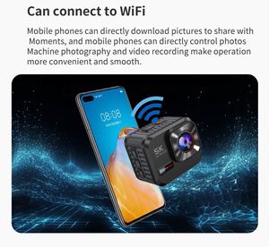 Videocamera Sportiva Impermeabile IP68 per Esterni, Sensore COMS 4K 60 Fps, Wi-Fi <span class=keywords><strong>Pro</strong></span>, Angolo Ampio 160°, Videocamera per Casco con EIS, Fotocamera Sportiva 5K - Product Image 4
