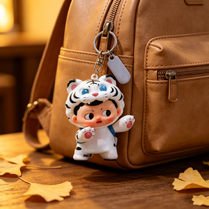 Llavero de PVC brillante rosa suave con ojos móviles personalizados, tamaño mini, con almohadillas de pata, juguete mini para adorno de mochila, regalo coleccionable, venta al por mayor - Product Image 4