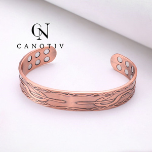 Accessori di moda di Super qualità motivo floreale in rame braccialetto magnetico regolabile polsino energia donne braccialetti gioielli - Product Image 5