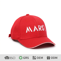 Gorra de Béisbol Premium de 6 Paneles en Sarga de Algodón Roja Estructurada con Visera Blanca Tipo Sandwich, Logotipo 3D Personalizado Bordado, Ajustable, para Hombre