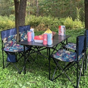 Outdoor Folding Chair Aluminum Oxford Cloth Tropical Design Garden Camping Fishing Seat Portable Lightweight Square Shape - Product Image 1