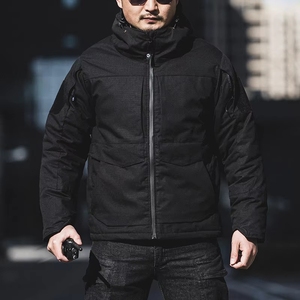 Blouson bombardier tactique d'hiver épais pour homme, sans col, avec revêtement imperméable - Product Image 1