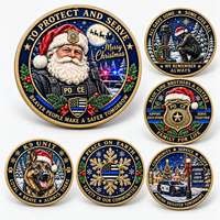Pièce de défi de Noël personnalisée, motif Père Noël et renne, écusson d'unité de veteran, en émail souple, or antique, pièce commémorative, fabricant en gros