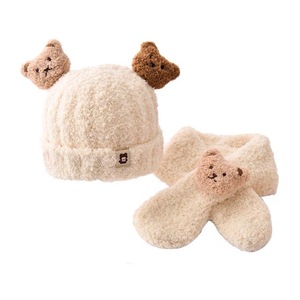 Ensemble écharpe et chapeau bébé en peluche douce-chapeau bébé d'hiver pour garçons et filles, couvre-<span class=keywords><strong>oreille</strong></span> chaud et protecteur mignon en forme de haricot en gros - Product Image 4