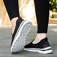 Chaussures plates en tissu tricoté léger et respirant pour femmes, pour la marche en été et au printemps, vente en gros