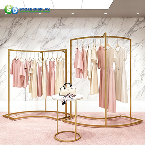Clothing Store <strong>Display</strong> <strong>Racks</strong> - Gold Custom Clothing <strong>Display</strong> Stand &amp; Custom Coat <strong>Rack</strong> for Store Retail Items - Product Image 1