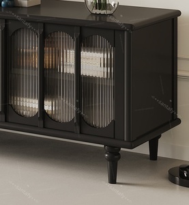 Meuble TV en bois massif de style mid-century, table basse combinée, salon, bar à domicile, villa, hôtel, rangement, armoire, durable, écologique - Product Image 6