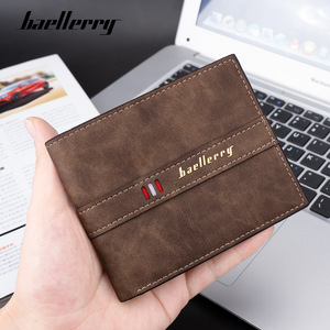 กระเป๋าสตางค์ผู้ชายแบบสั้น Baellerry ขนาด 7 นิ้วอเนกประสงค์สำหรับใช้ในชีวิตประจำวัน สีน้ำตาลล้วน ดีไซน์ลายเย็บด้าย - Product Image 3